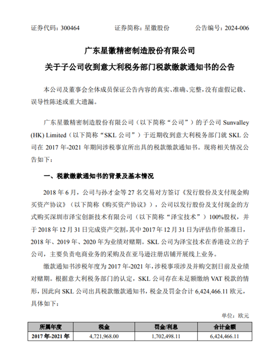 星徽股份市值蒸发近9成！连亏3年，并购后遗症被追缴超6千万税款！